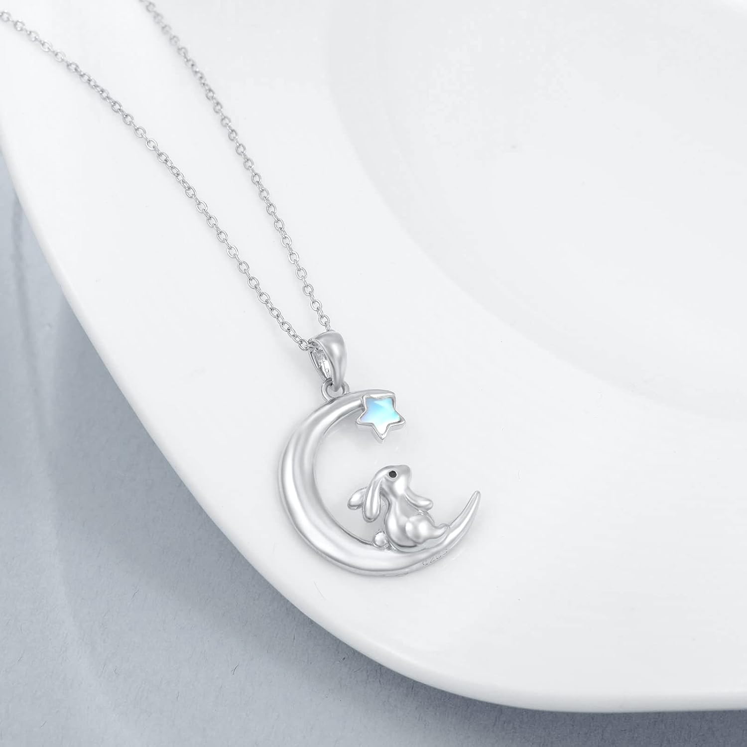 ONEFINITY Rabbit Necklace Sterling Silver Moon Bunny Pendant Necklace Mothers Day Gifts for Women Mom - Image 4