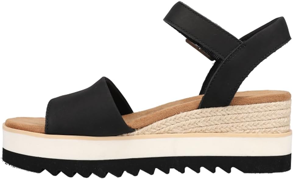 TOMS Womens Diana Espadrille Platform Athletic Sandals Casual Mid Heel 2-3" - Black - Size 8.5 B