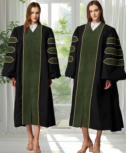 Image of MyGradDay Unisex Deluxe Graduation Doctorate Robe with Gold Piping Available for Customization