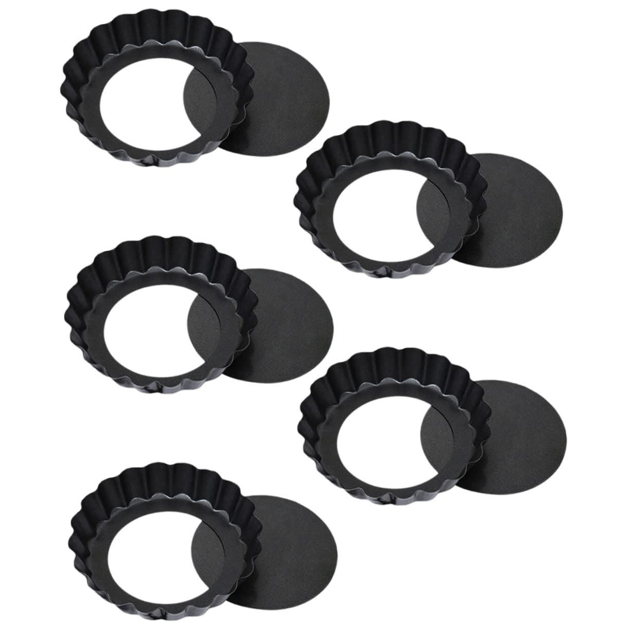 Unomor 5pcs Nonstick Tart Molds with Removable Bottom Pans for Baking Desserts Fluted Edge Tart Pans for Afternoon Tea and Family Gatherings