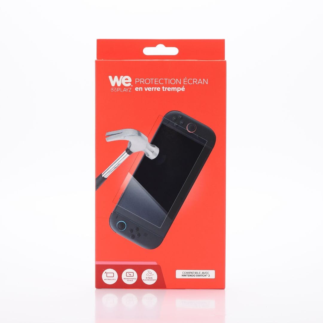 WE Pellicola proteggi schermo per Nintendo Switch 2, design in vetro temperato 9H, antigraffio, trasparente totale