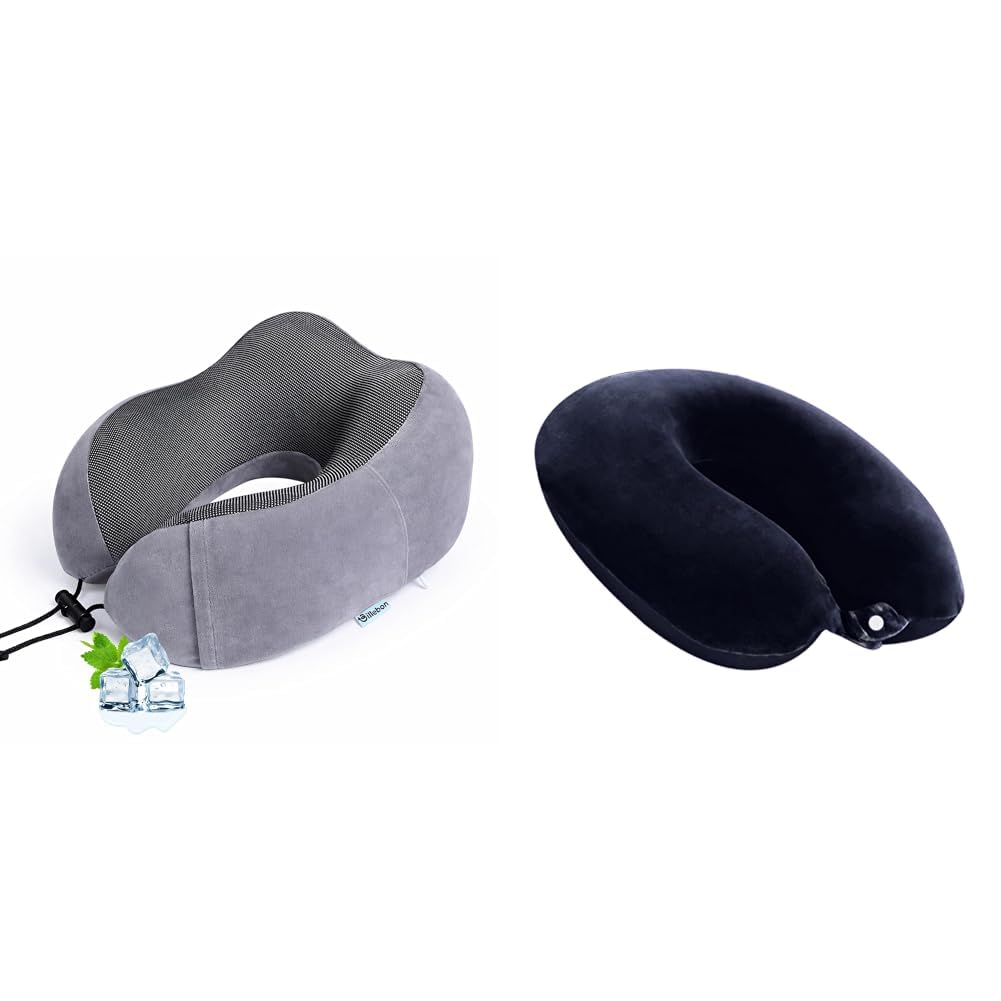 Neck Pillow for Travel – Cool-Gel Infused Memory Foam Support, U-Shape Ergonomic Design, + Cool Gel Infused Memory Foam Travel Neck Pillow with Magnetic Fabric Luxury Neck Support-image-7