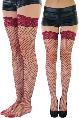 Image of ToBeInStyle Women's Vibrant Large Net Fishnet Thigh High Elastic Nylon Novelty Stockings