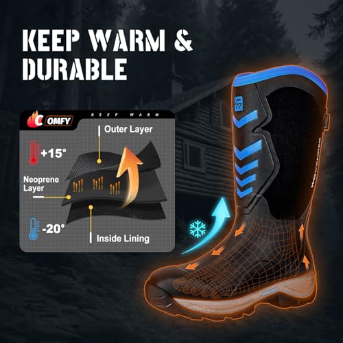 WOVENPAK Rubber Boots for Men, Mens Boots Waterproof Insulated Hunting Boots with Steel Shank, Neoprene Rubber Work Mud Boots Outdoor - image 6