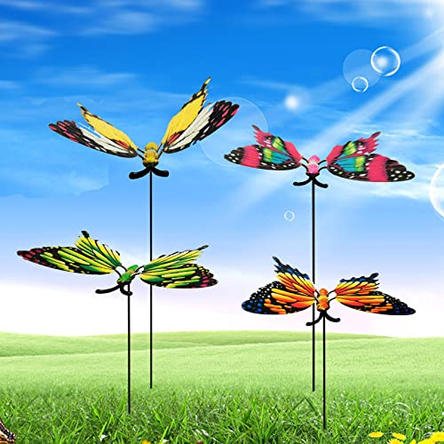 Hapigarden 4 Pack Butterfly Garden Stakes Decorations, Plastic Outdoor Lawn Decorative, Yard Decor Patio Accessories Ornaments Gardening Art Gifts #TOP24