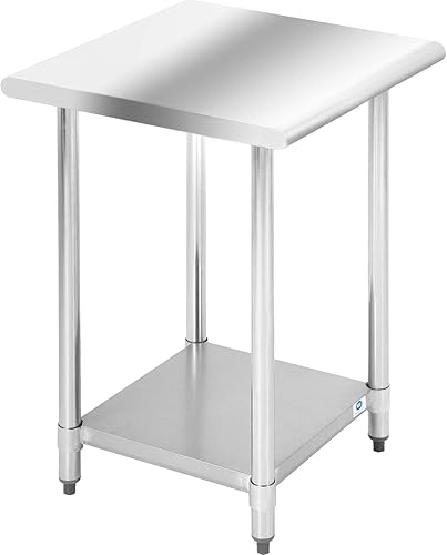FDW - Mesa de trabajo ajustable de acero inoxidable resistente a los rayones para uso comercial, cocina o para organización y almacenamiento, Acero