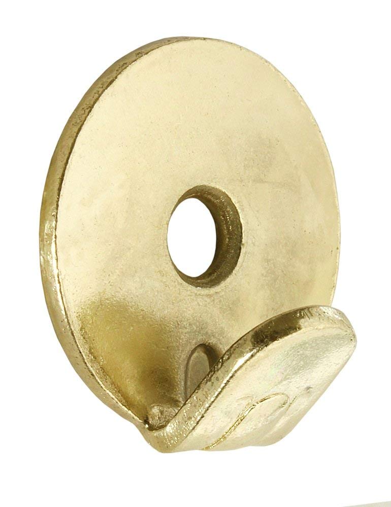 Merriway BH06719 (20 Pcs) 1-Hole Brass Plated Heavy Duty Wall Hooks - Pack of 20 Pieces, Gold Tone