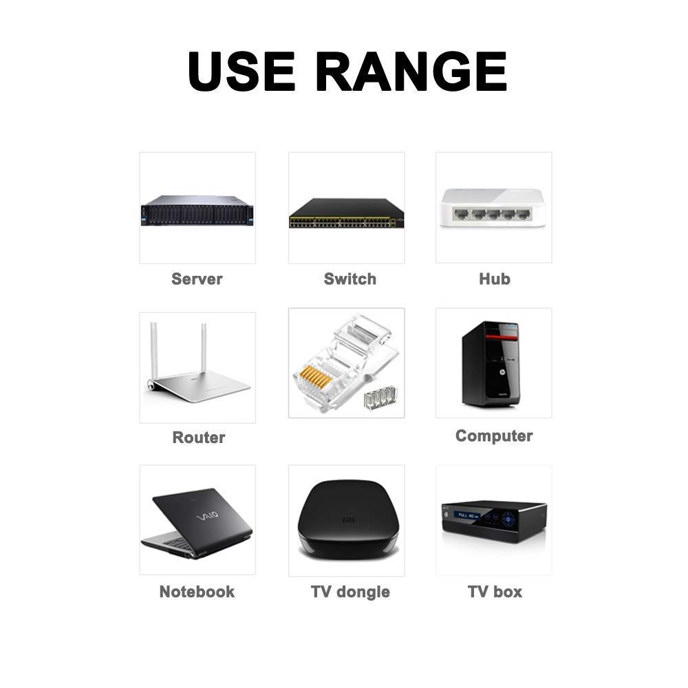GeekerChip 20 Pezzi Plug Connettori di Rete Cat6,Placcato in Oro 24K per CAT 6,CAT 5e e CAT 5 Schermato RJ45 8P8C Connettore per STP Ethernet Network Cavo Spina Modulare a Crimpare, Router