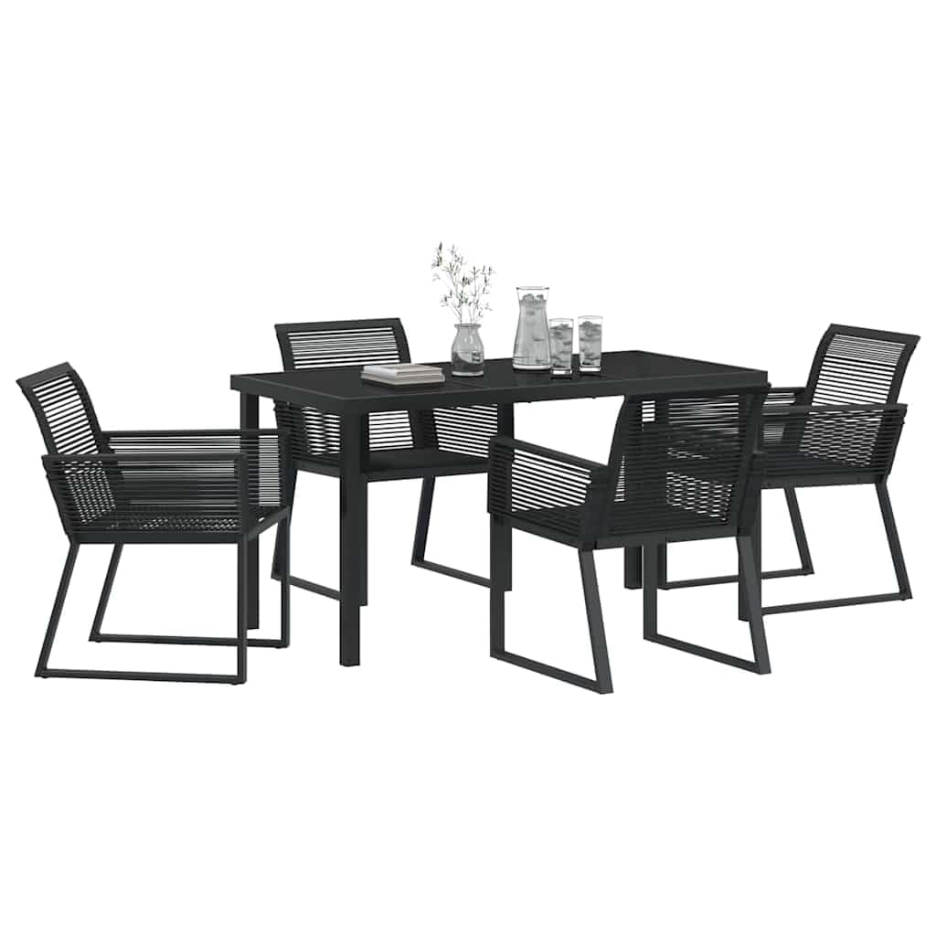 vidaXL Set da Pranzo per Giardino 5 PCS Nero, Set Moderno da Giardino e terrazza, arredo Esterno Resistente ai Raggi UV, Tavolo Anti-maltempo