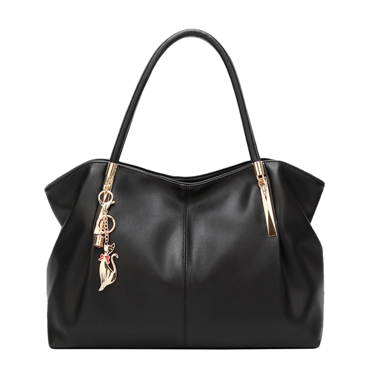 Bolso de Hombro Diseño Sencillo y Moderno de Pu Negro para Mujer Gran Capacidad, Adecuado para Uso Outdoor y Playa
