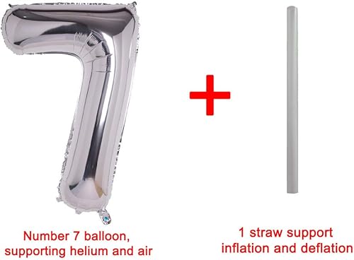 Miniatura 10 de 2 globos plateados, globos de papel aluminio de 40 pulgadas para decoración de fiesta, globos digitales de helio Mylar (número 2 plateado)