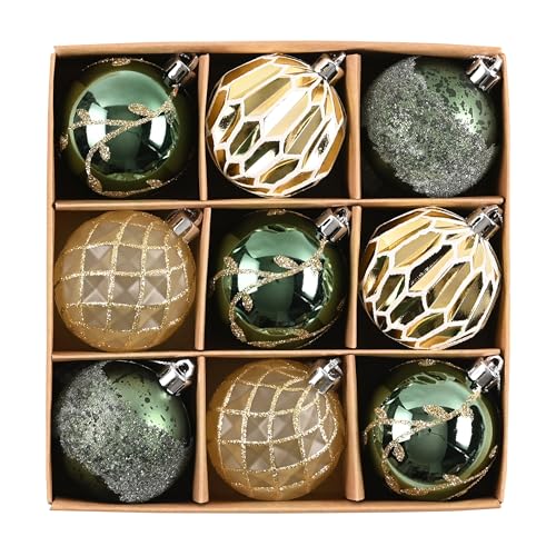 DecorbyHannah St. Patricks Day Christmas Decorations Ornaments,9ct 2.36inches Green Gold St Patrick's Day Tree Ornaments Shatterproof Geometric Hanging Ornaments for Tree for Spring Irish Day Decor