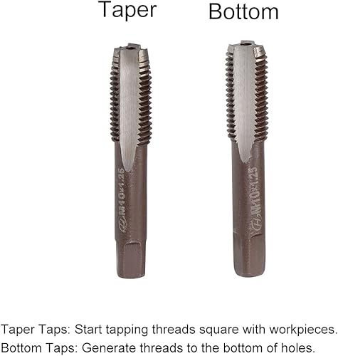 Miniatura 3 de uxcell Métrico M10 Rosca 1.25 Paso 3 Flautas Rectas Herramienta de aleación H2 Parte inferior de acero y Tornillo cónico Juego de roscado