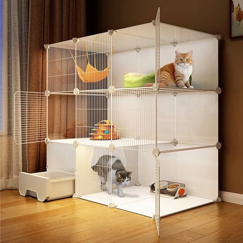 Parc de jeu d'intérieur en métal avec 3 portes pour chatons et chats