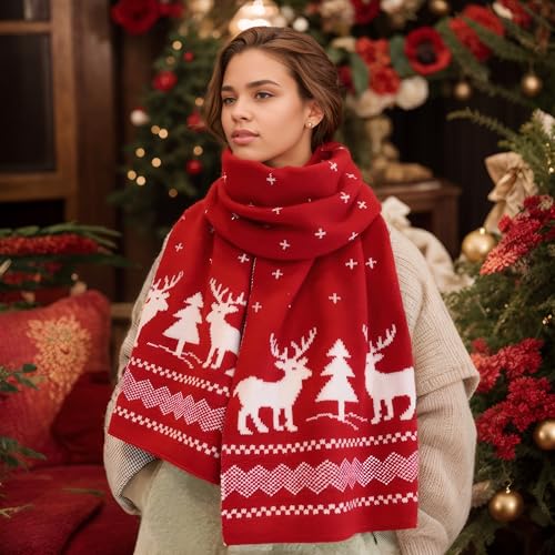 Unisex Christmas Scarf Christmas Theme Scarves Winter Knitted Scarf4