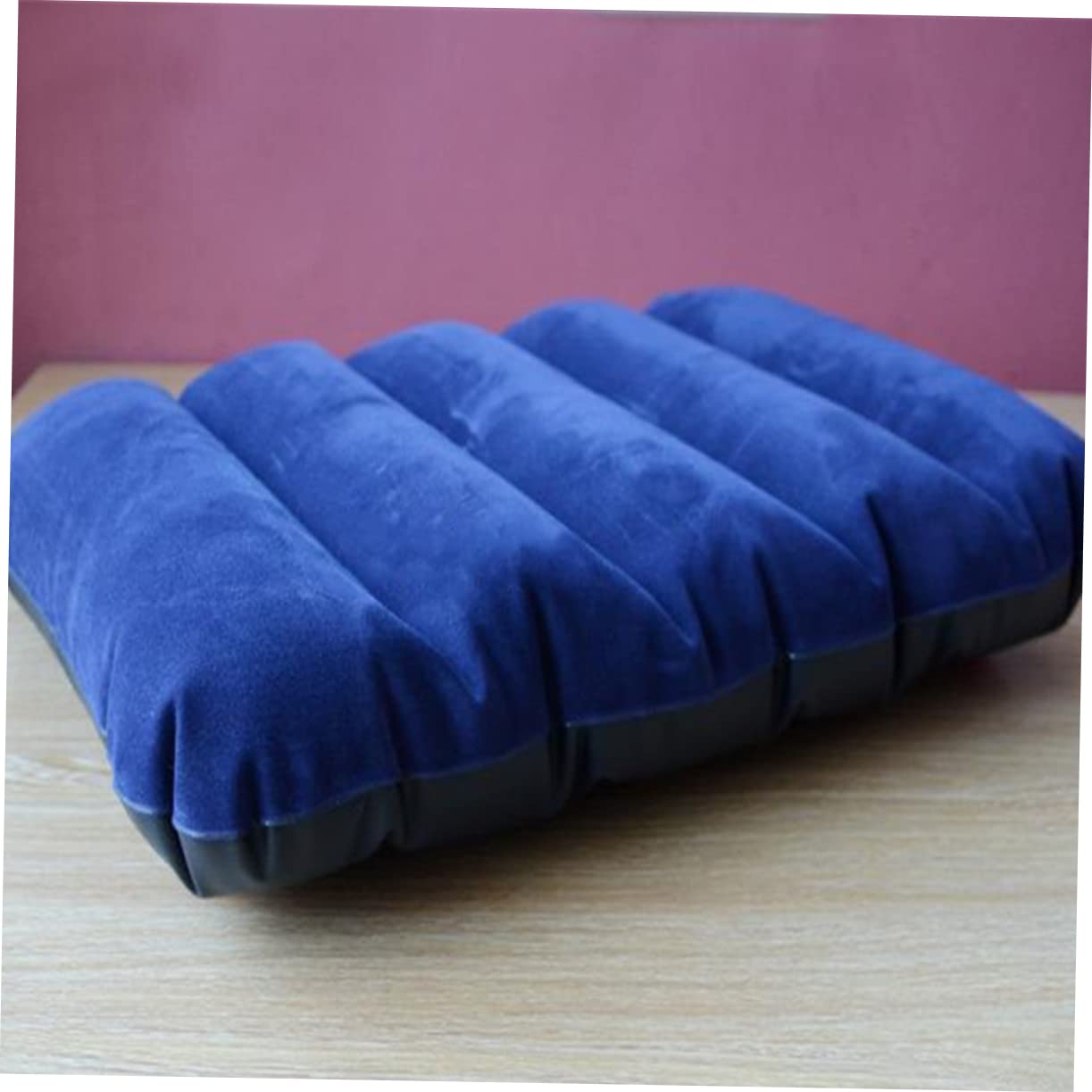 GOOHOCHY Blue Flocking Pillow Inflatable Chair Cushion Portable Nap Pillow Outdoor Camping
