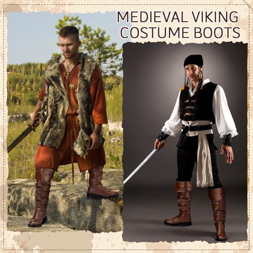 Image of Ramede Pirate Costume Boots Men Medieval Renaissance Boot Adult