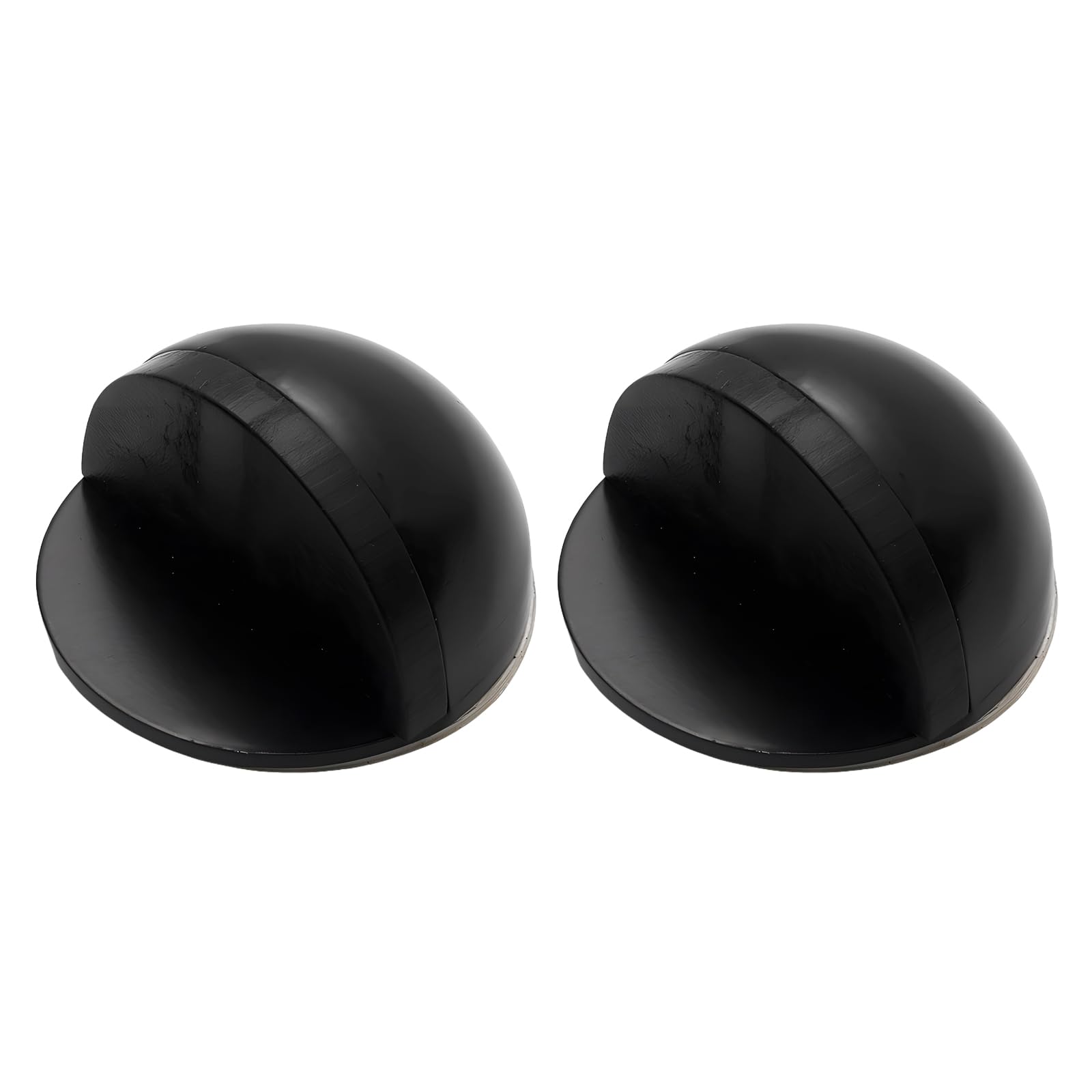 KTHZI 2Pcs Self-Adhesive Door Stoppers for Floor - Stainless Steel Half Moon Door Stop with Adhesive Pads, Oval Wall Protector for Hard Floor, Glass, Home and Office Use (Black)
