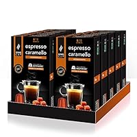 📦 CONTENU - À la maison, vous recevrez 1 paquet de 10 capsules de café Espresso aromatisées au caramel pour les machines à café système Nespresso à usage domestique telles que Espresso 1882 Polti et avec les machines U, Essenza, Citix, Pixi, Inissia ...