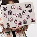 Ychsring Dark Pink Goth Stickers - 50 Pcs Gothic Skull Witchy Waterproof Vinyl Stickers for Water Bottle, Laptop, Phone Case - Graffiti Aesthetic Stickers for Adults Girls & Teens