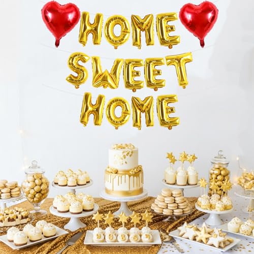 Image of TONIFUL 16 Inch Fat Gold HOME SWEET HOME Letter Balloon for Housewarming