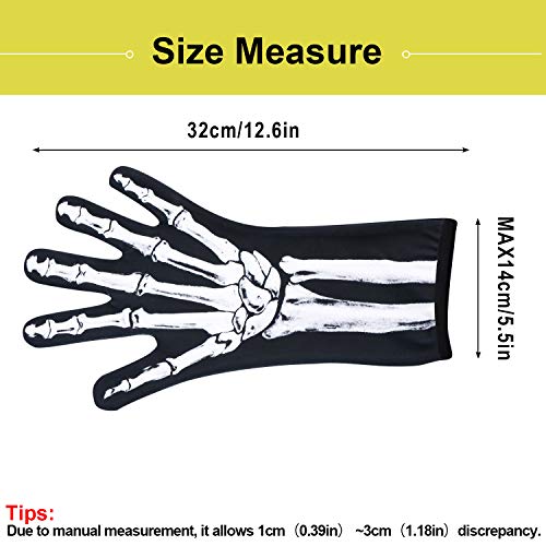 Image of WTACTFUL Skeleton Gloves Men Women, Bone Halloween Long Arm Costume