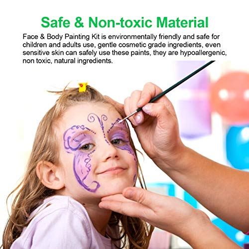 Loijon Kit de pintura de rosto e corpo de 12 cores Paleta Efeito de pérola Tintas à base de água com