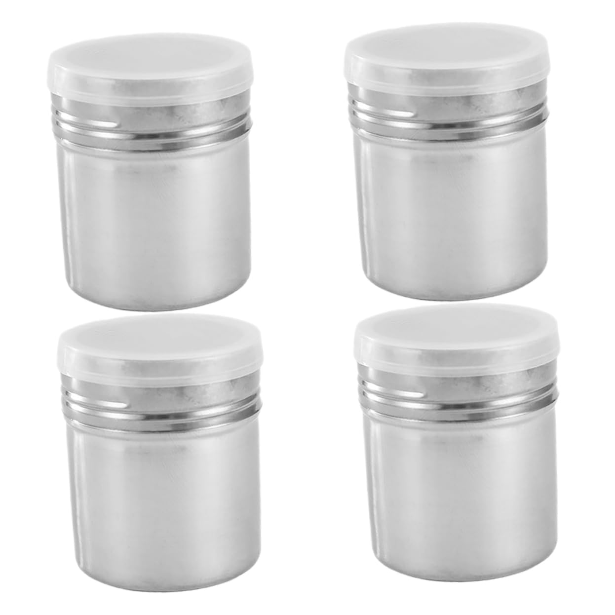 Cabilock 4pcs Stainless Steel Powder Shaker with Lid Fine Mesh Spice Dispenser for Even Sprinkling of Sugar Cocoa and Pepper for Baking and Cooking Kitchen Outdoors