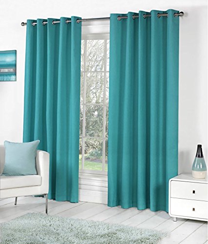 Inira TrendzPolyester Blend Eyelet Window Curtain - (Aqua, 5 feet, 2 Pieces), Grommets, Eyelet