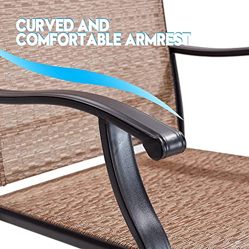 5Pcs Outdoor Swivel Bar Sets, Bar Height Patio Set With 4 Patio Bar Stools And 1 Square Bar Table With Umbrella Hole, Black Frame #TOP6