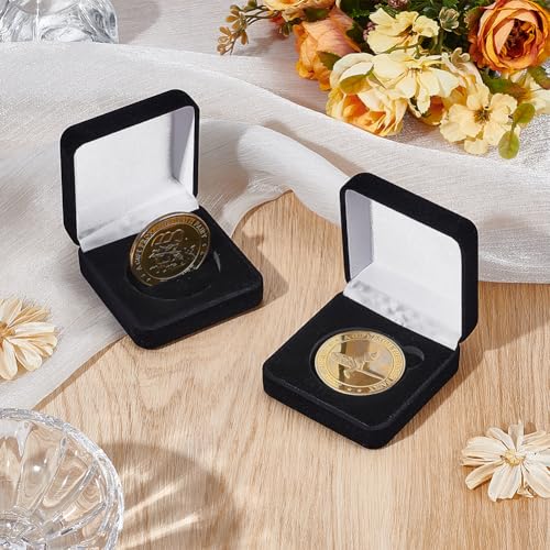 Caja exhibidora cuadrada para monedas, 2 piezas, negro miniatura 4