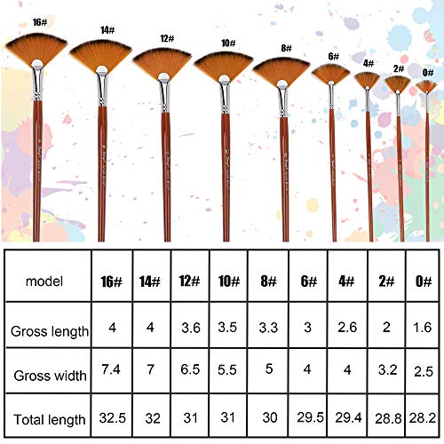 Verf Borstel Set Kunstenaar Fan Borstels Nylon Haar Hout Lange Handvat Verf Borstel Voor Acryl Aquarel Olieverf 9 Stuks - Image 8