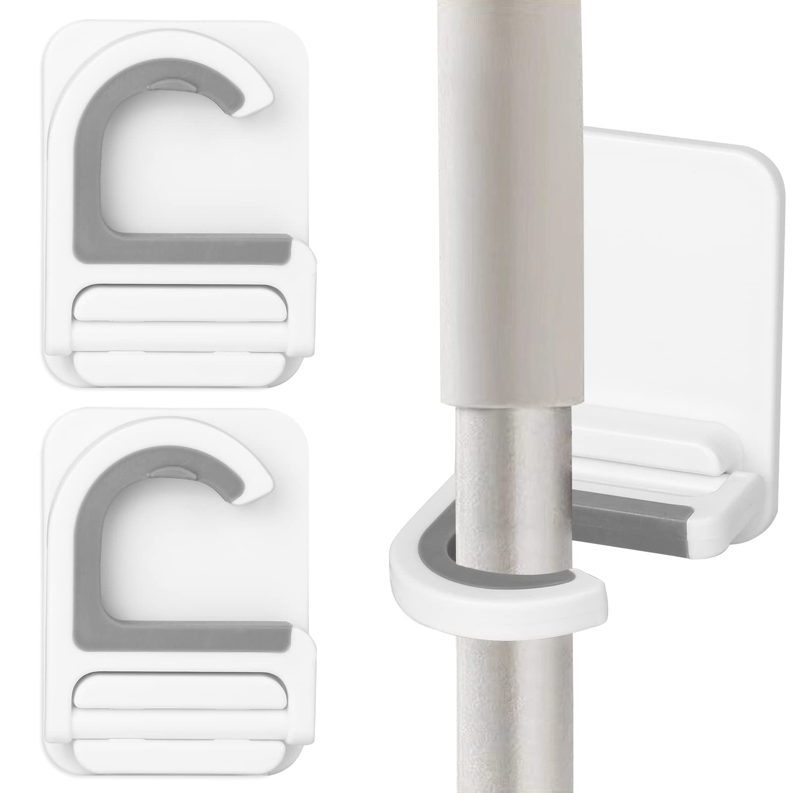 3PCS Mop Holder Wall Mount, Self Adhesive No Drilling Super Anti-Slip Broom Holders Organizer Hanger, Mop Dustpan Grippers Wall Mounted for Home Shower Kitchen Garden Garage