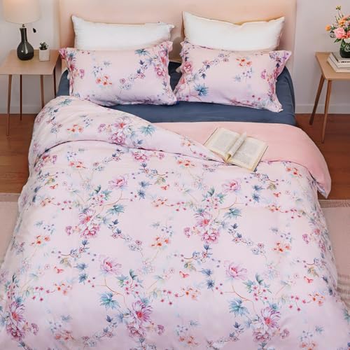 RACEKISH King Size Duvet Cover Boho Floral Microfiber White Floral Pattern Comforter Cover with Zipper Closure for All Seasons?
