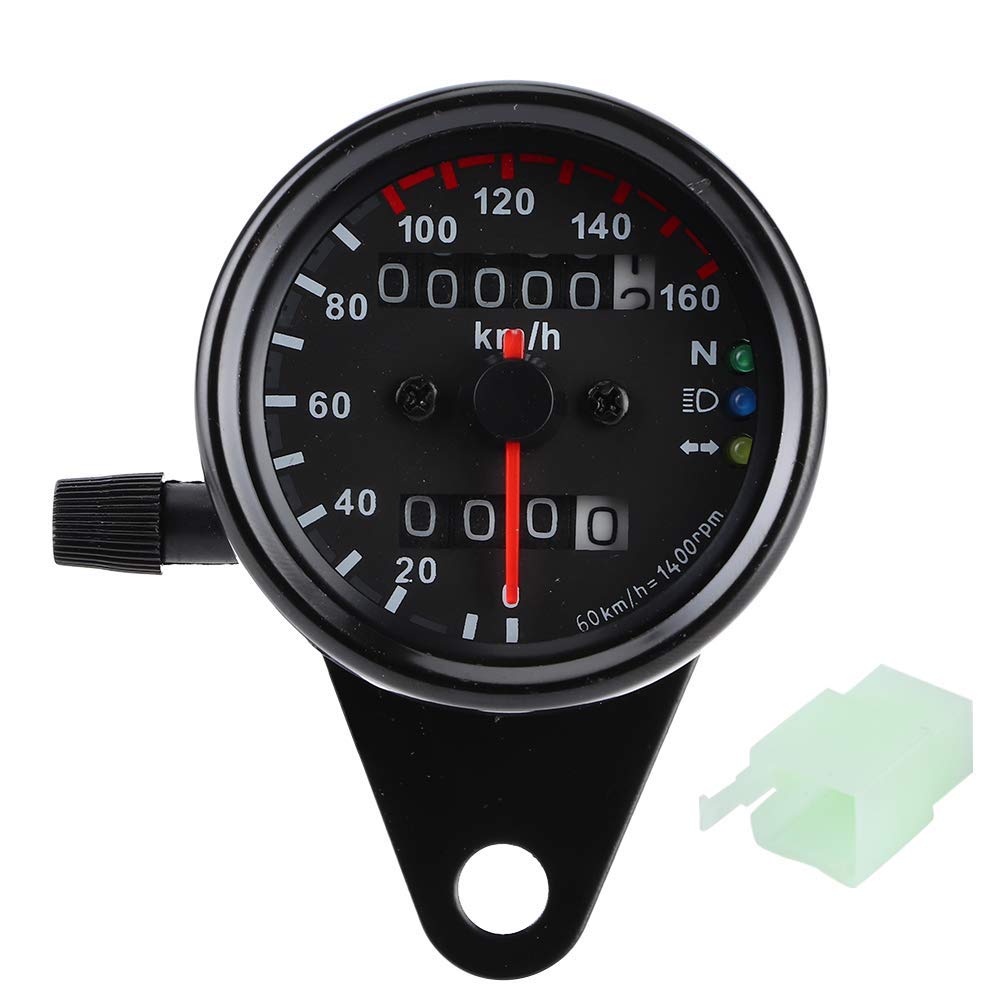 Qiilu Tachymètre Moto Universel 12V Odomètre Moto Odomètre Signal Tachymètre Signal Dual Display KM/H Métal