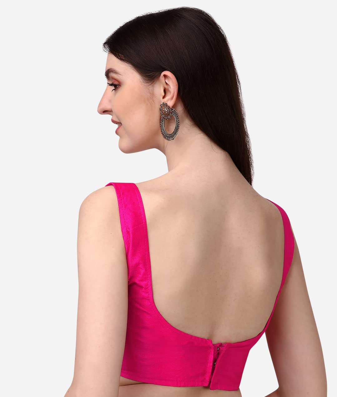 Vihu Fashion Plain Sleeveless Pattern Readymade Blouse U Neck Choli