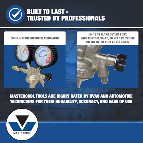 Image of Mastercool 53010-AUT Automotive Pressure Testing Kit | Includes Nitrogen Pressure Regulator, Charging Hose, Leak Testing Adapter, R134a Coupler, Blow Molded Case | Professional-Grade for Leak Testing