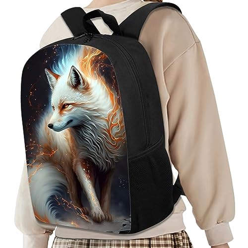 Teenage Boys Girls Creative Fox Print Backpack Middle School Students Bookbag Outdoor Daypack,Orange Galaxy Fox4
