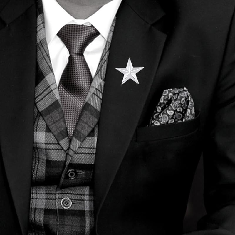 Rhodium Plated 3 Star Lapel Pins Badges