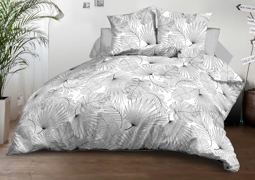 Parure Drap Plat + Drap-Housse 140x190 + 2 Taies - Microfibre - Olinda Gris