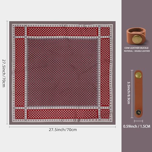 Image of 27.5 Inches Square Silk Feeling Neck Scarf for Men Necktie Silk Bandanas Pocket Square Cowboy Scarves