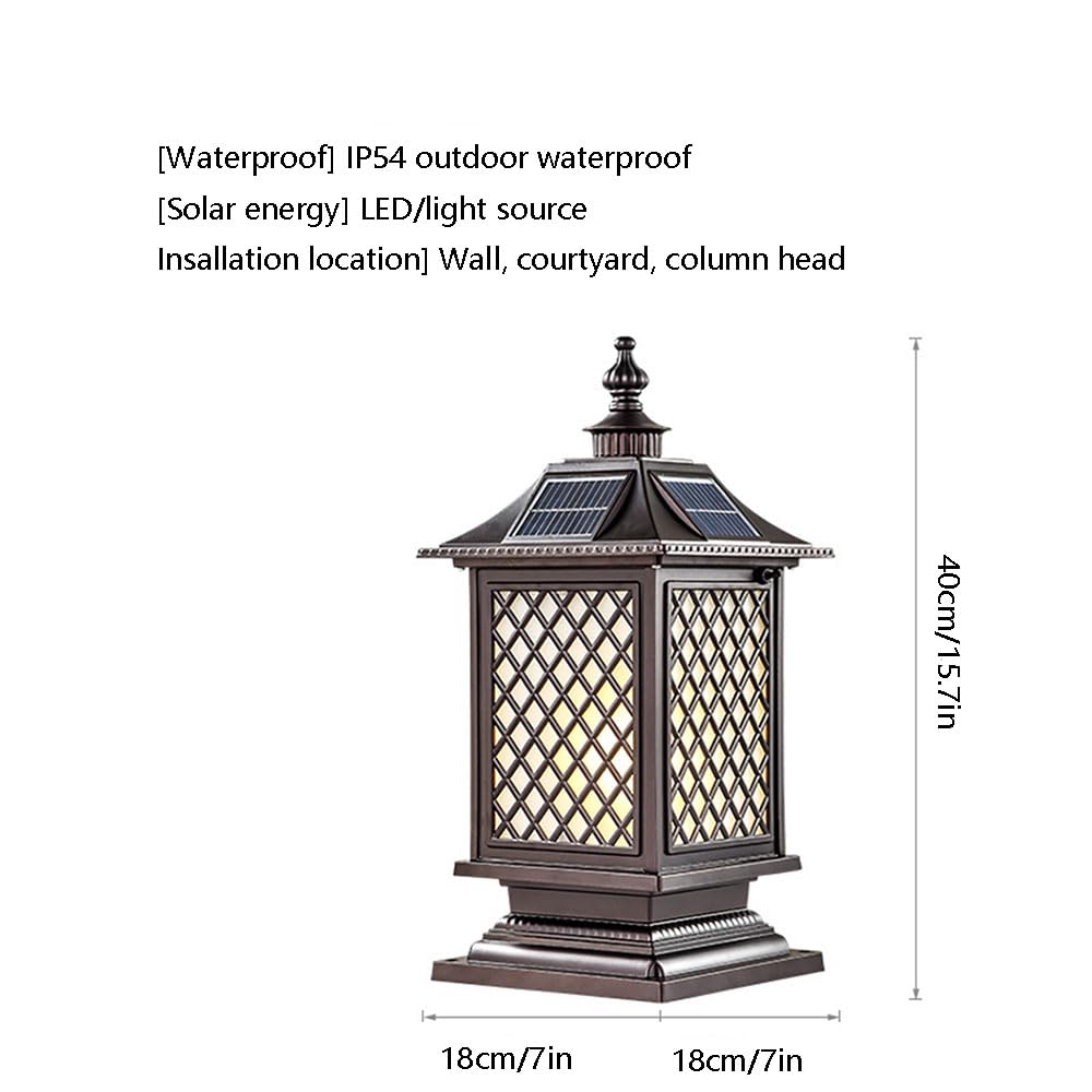 Zewnętrzne światło słupka latarnia ogrodowa klasyczna lampa solarna trawnik, lampa słupkowa, wtyczka słupka do lampy filarowej dekoracja ogrodu parku oświetlenie zewnętrzne,