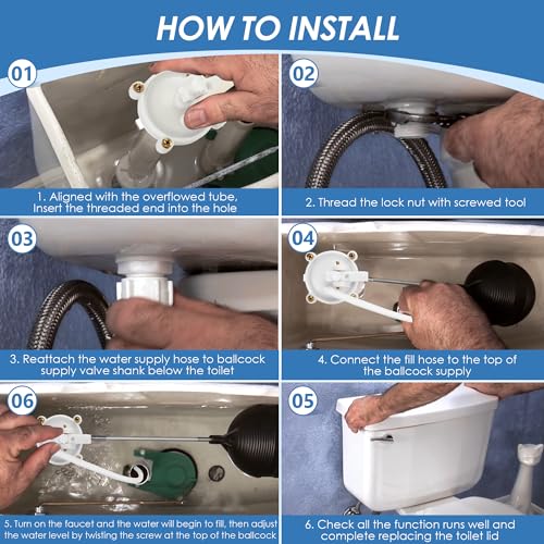 Dreyoo Universal Toilet Tank Repair Kit Compatible with Danco 80816, Toilet Repair Parts Fill Valve, Flapper, Rod, Float Replacement, Toilet Repair Kit for 8.5 Inch Tanks, Toilet Tank Flapper Replace - Image 5