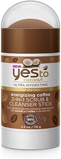 Yes To Coconut Coffee 2-In-1 Scrub & Cleanser Stick, Exfoliating & Cleansing Formula To Wash Away Dirt & Grime While Packing A Hydration Punch With Coconut Oil, Natural Vegan & Cruelty Free, 2.5 Fl Oz