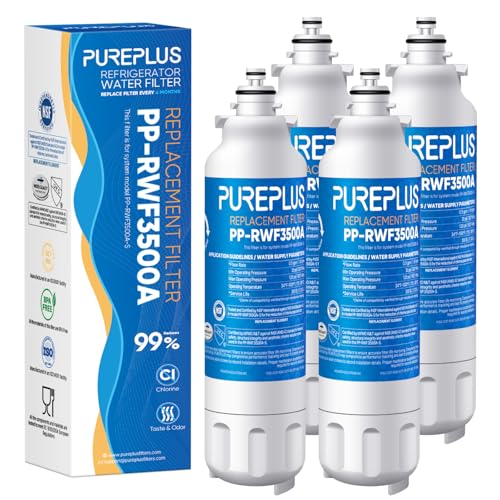 PUREPLUS Replacement for ADQ73613401, LG® LT800P®, LT800PC, ADQ736134, ADQ73613402, LSXS26326S, LSXS26366S, LMXS30776S, LSXS26366D, LMXC23746S, 46-9490, Refrigerator Water Filter, 4 Pack