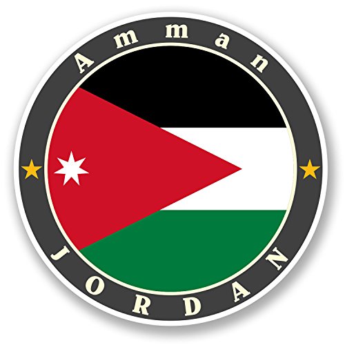 2 x Jordanie Amman Sticker en vinyle pour ordinateur portable tablette voiture vélo Drapeau...