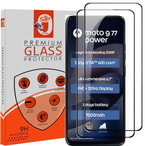 Image of STP FEEL Premium HD+ Tempered Glass Screen Protector Guard Compatible For Moto G77 Power 5G / Motorola G77 Power 5G (6.72 Inch , Pack of 2) | Edge to Edge Coverage With Easy to installation kit for Smartphone