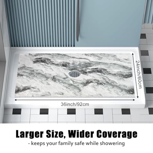 Image of Shower Mat Non Slip: 24x36 Inch Large Shower mats for Inside Shower with Drain Hole in Middle, Super Soft PVC Loofah Massage Shower Floor Mat, Anti Slip Shower Stall Mat, Quick Drying
