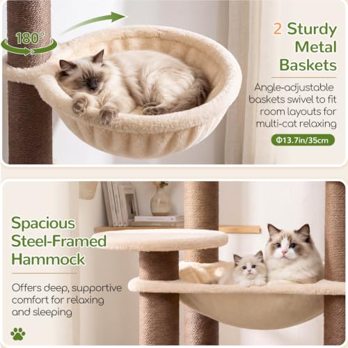 Image of Globlazer Cat Tree Tower with 12 Extra-Thick Full-Sisal Scratching Posts
