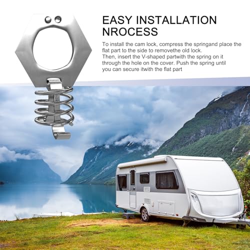 Image of Pack-2 RV Water Heater Cam Lock, Stainless Steel Water Heater Cover Latch Fastener, 1.5 inch Durable Metal Torque Cam Lock with Hook Fastener Parts, Universal for RVs Campers Accessory (Silver)